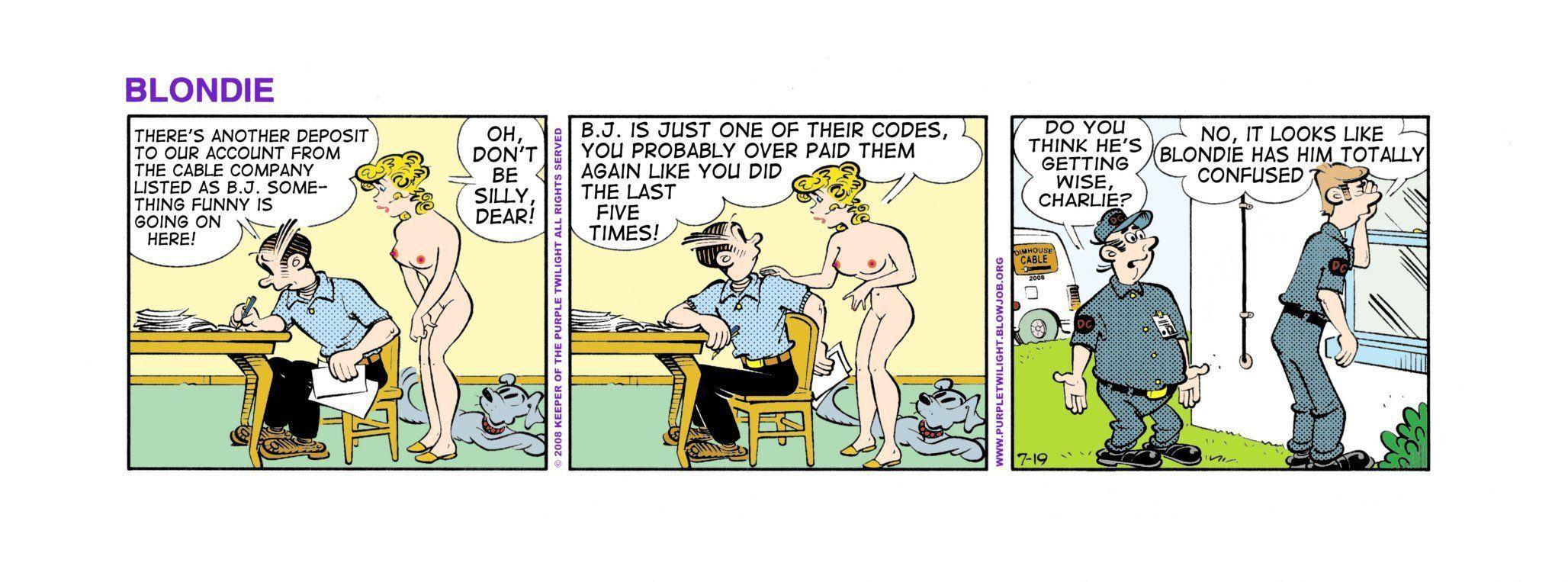 Blondie giving dagwood a blowjob image